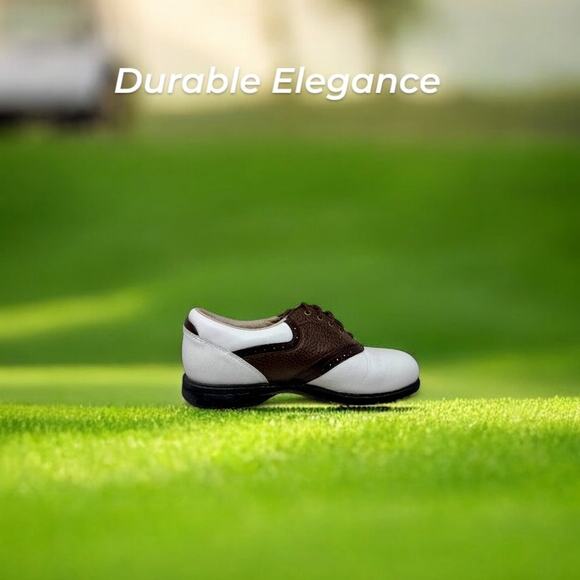 Dexter Leather Pivot Pro Golf Shoes Mens 9 1/2 Oxford Saddle Brown White K.5.4 - Picture 2 of 15